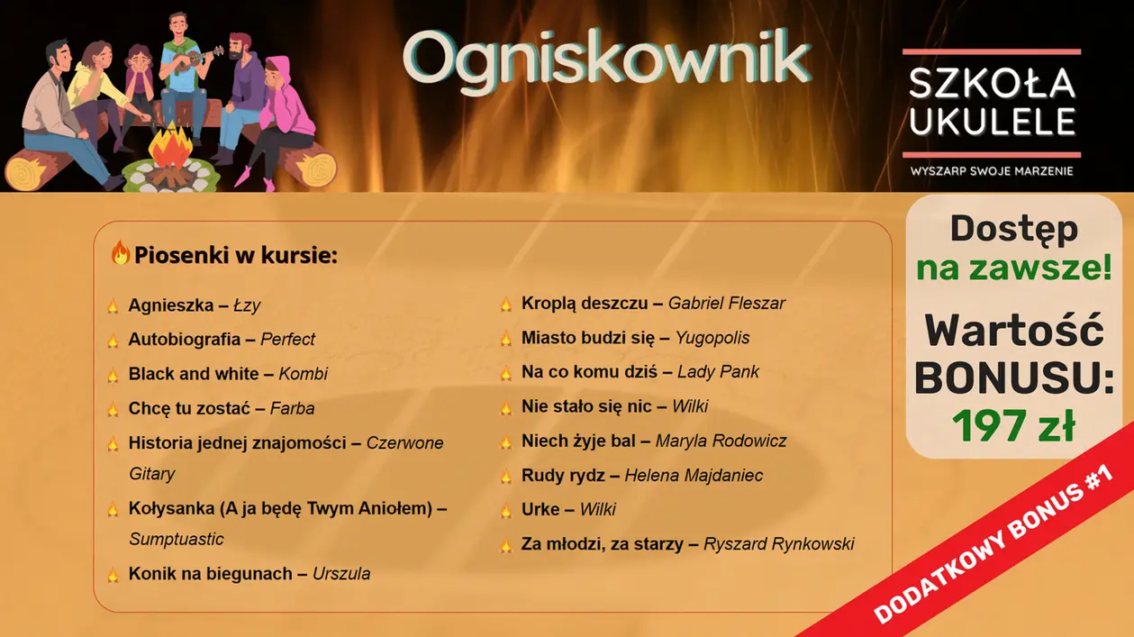 Szkoła Ukulele 1 BONUS Ogniskownik Szkoła Ukulele 1 BONUS Ogniskownik